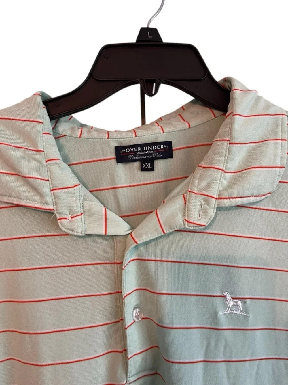Over Under XXL Performance Polo Shirt Mint Green Red Stripe Golf Casual Men’s